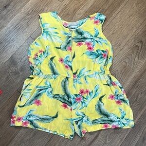 CHARLIE PAIGE | floral romper front half zip swim coverup, size large